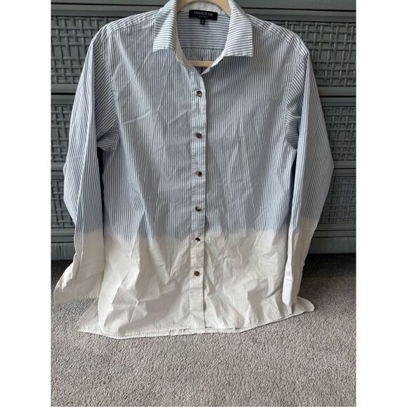 LAFAYETTE 148 NY Everson Solo Melange Stripe Long-Sleeve Blouse, $448 XS - Picture 2 of 9